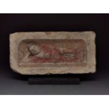 CHINA, NORTHERN WEI DYNASTY PAINTED BRICK WITH BUDDHA