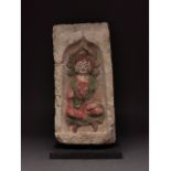 CHINA, NORTHERN WEI DYNASTY PAINTED BRICK WITH BUDDHA