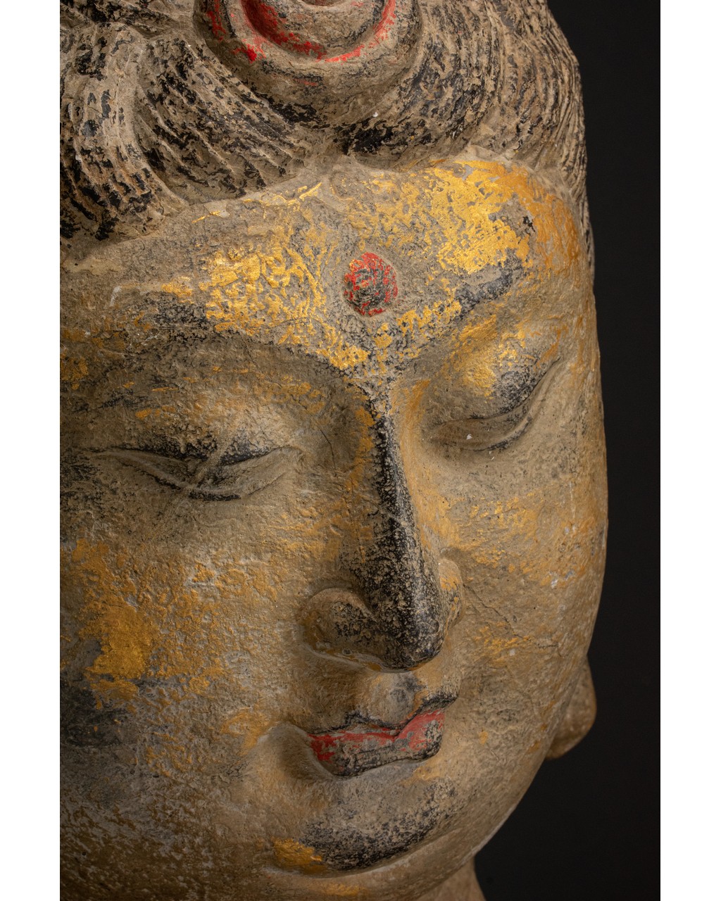 CHINA, TANG DYNASTY GILDED STONE HEAD OF BUDDHA - Image 3 of 5