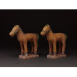 CHINA, MING DYNSTY PAIR OF GLAZED HORSE FIGURES