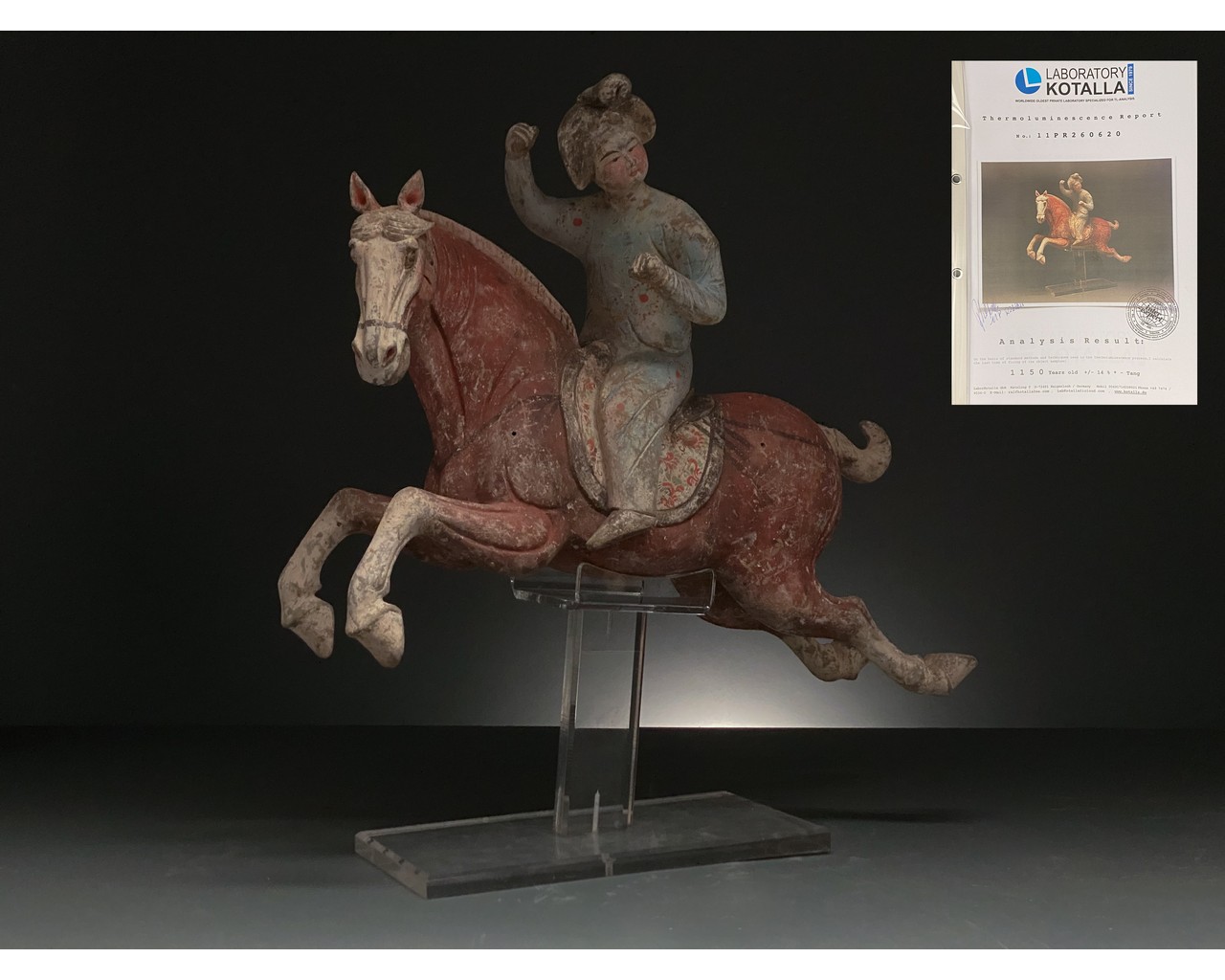 CHINA, TANG DYANSTY PAIR OF PAINTED POTTERY POLO RIDERS - TL TESTED - Image 4 of 14