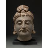 MAJESTIC GANDHARA SCHIST STONE HEAD OF BUDDHA LARGE SIZE