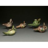 ISLAMIC COLLECTION OF FIVE SELJUK GLAZED OIL LAMPS