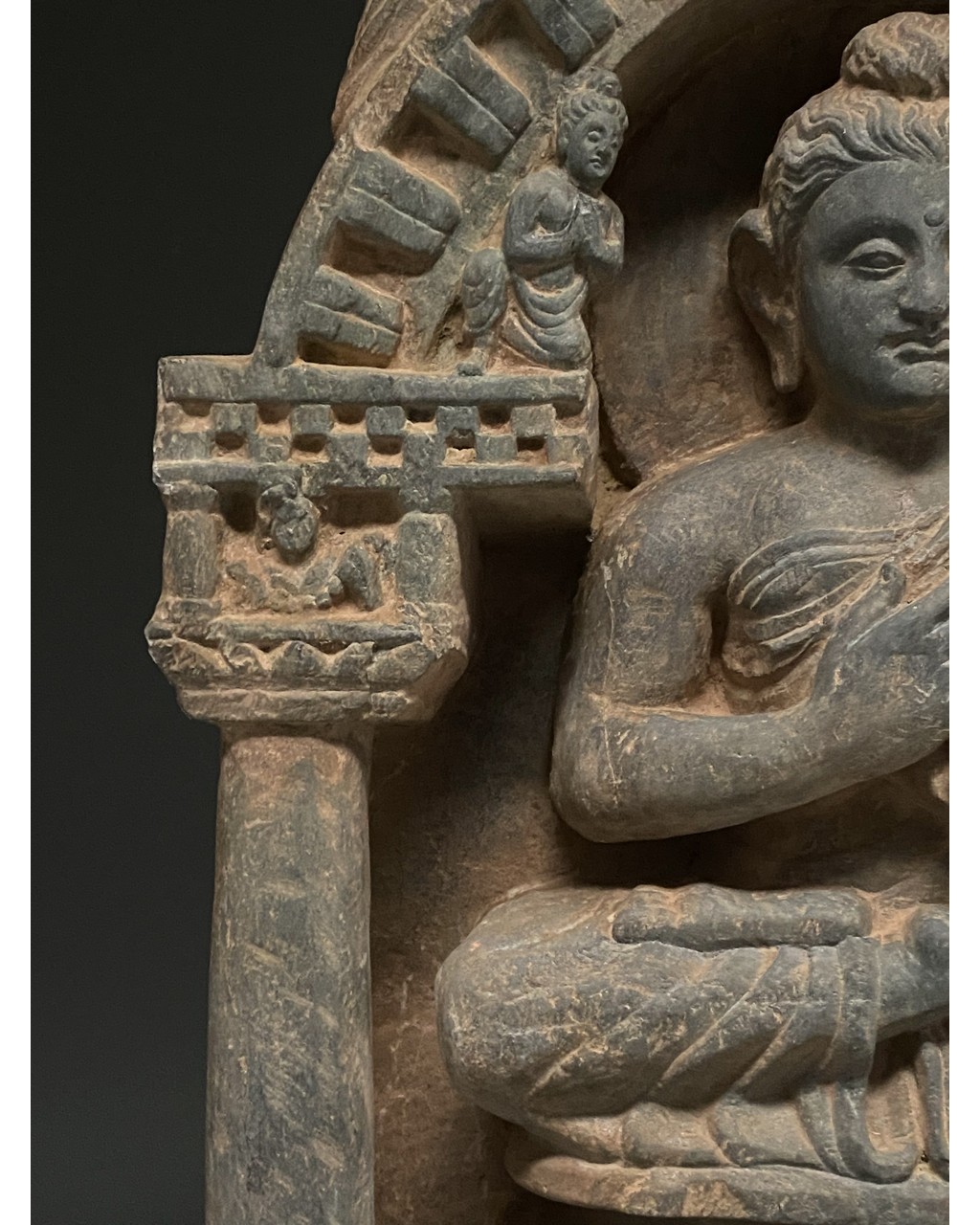 MAJESTIC GANDHARA TEMPLE PANEL WITH SEATED BUDDHA - LARGE SIZE - Image 5 of 6