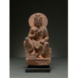 GANDHARA SCHIST STONE FIGURE OF SEATED BODHISATTVA