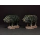 CHINA, MING DYNSTY PAIR OF GLAZED PIG FIGURES