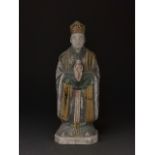 CHINA, MING DYNASTY GLAZED POTTERY ATTENDANT FIGURE