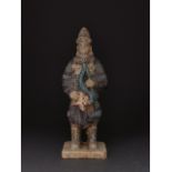 CHINA, MING DYNASTY GLAZED POTTERY FIGURE OF A WARRIOR