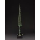 ANCIENT BRONZE SWORD WITH ELABORATE HANDLE