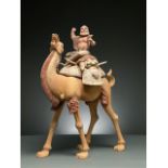 CHINA, TANG DYNASTY POTTERY BACTRIAN CAMEL AND RIDER - TL TESTED