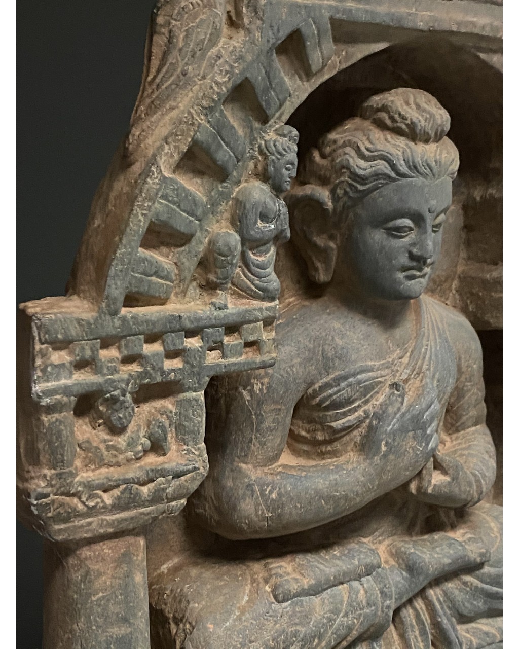 MAJESTIC GANDHARA TEMPLE PANEL WITH SEATED BUDDHA - LARGE SIZE - Image 6 of 6