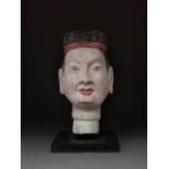 CHINA, HAN DYNASTY POTTERY HEAD OF A WARRIOR