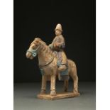 CHINA, MING DYNASTY GLAZED POTTERY HORSE AND RIDER