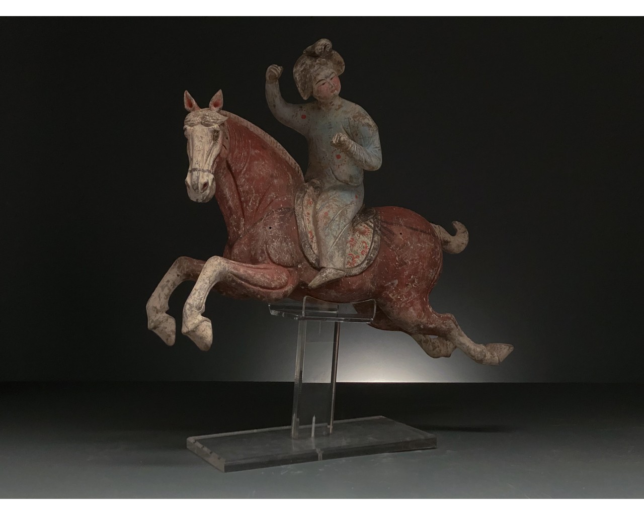 CHINA, TANG DYANSTY PAIR OF PAINTED POTTERY POLO RIDERS - TL TESTED - Image 3 of 14