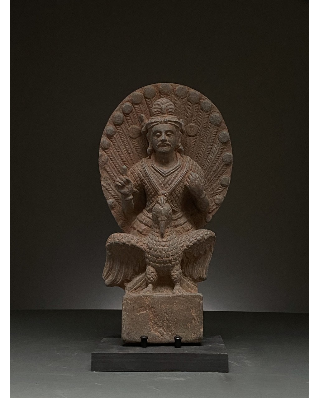 GANDHARA SCHIST STONE FIGURE OF BUDDHA ON EAGLE