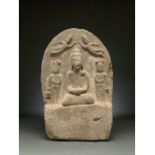 CHINA, TANG DYNASTY STONE STELE WITH BUDDHA