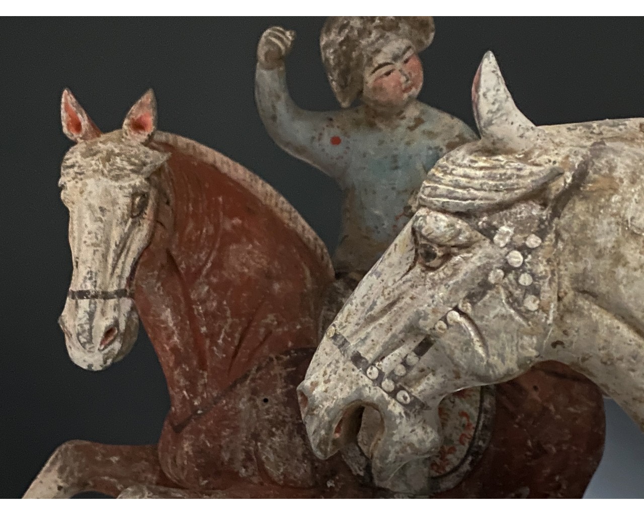 CHINA, TANG DYANSTY PAIR OF PAINTED POTTERY POLO RIDERS - TL TESTED - Image 8 of 14