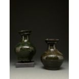 CHINA, HAN DYNASTY PAIR OF GLAZED POTTERY VESSELS