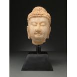 CHINA, LATE MING DYNASTY MARBLE HEAD OF GUANYIN