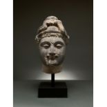 GANDHARA SCHIST LIFE-SIZE HEAD OF BODHISATTVA - SUPERB