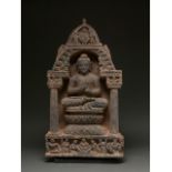 MAJESTIC GANDHARA TEMPLE PANEL WITH SEATED BUDDHA - LARGE SIZE