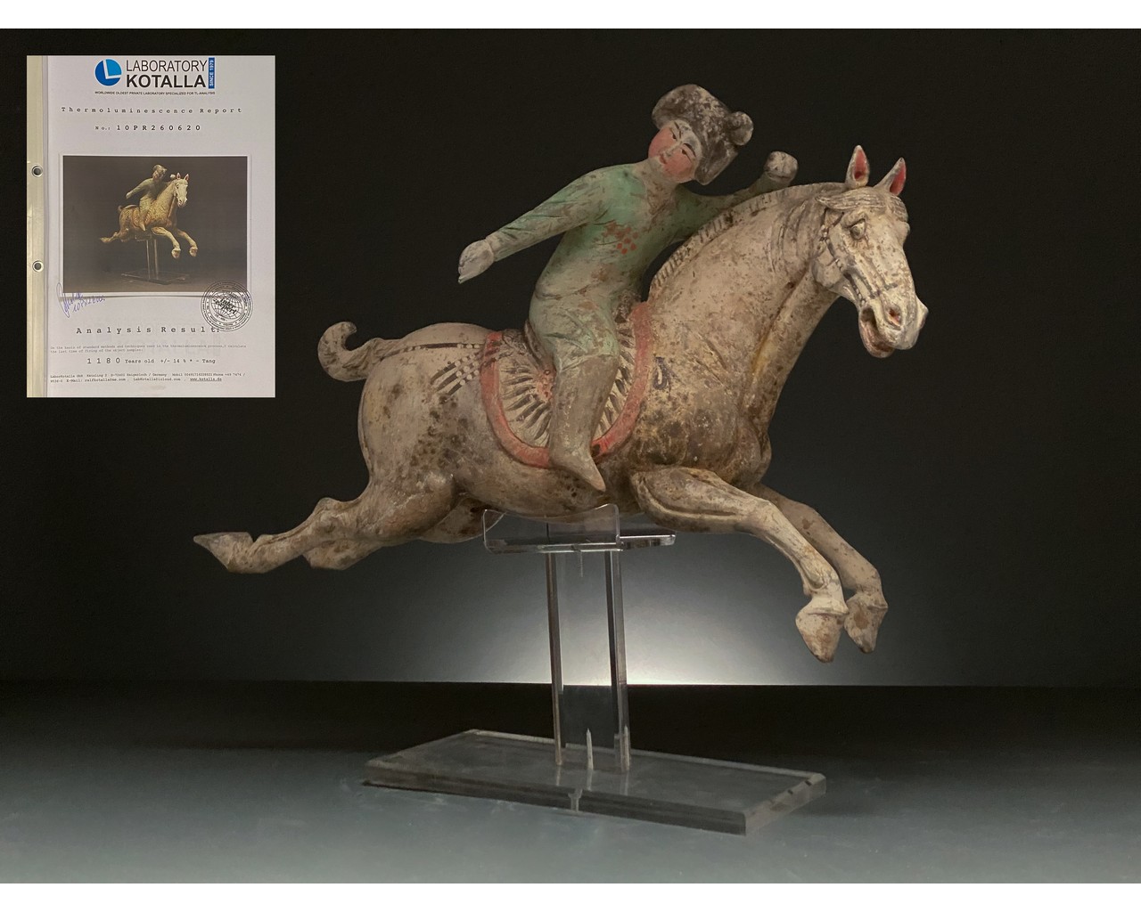 CHINA, TANG DYANSTY PAIR OF PAINTED POTTERY POLO RIDERS - TL TESTED - Image 6 of 14