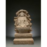 CHINA, MING DYANSTY STONE BUDDHA ON PEDESTAL