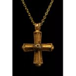 BYZANTINE GOLD CROSS WITH PEARL