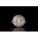 MEDIEVAL SILVER CHRISTIAN RING WITH ADAM AND EVE