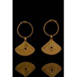 PAIR OF GOLD CELTIC IRON AGE AXE SHAPED EARRINGS