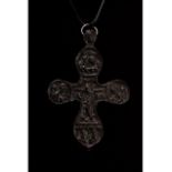 MEDIEVAL BRONZE CROSS WITH SCENES