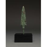 ANCIENT BRONZE SPEAR ON STAND