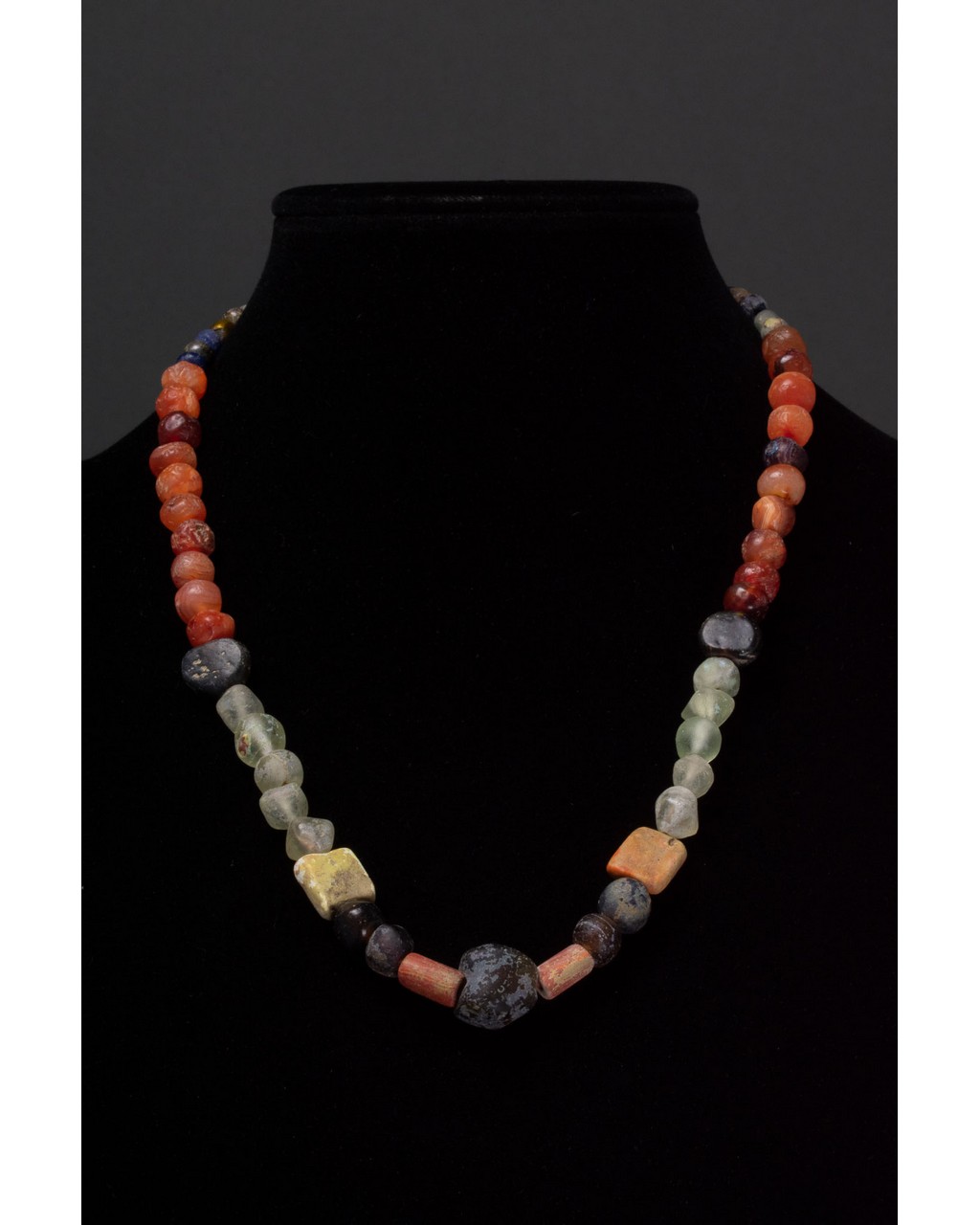 ROMAN GLASS AND STONE BEADED NECKLACE