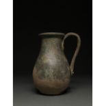 ANCIENT ROMAN BRONZE WINE VESSEL WITH HANDLE