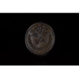 MEDIEVAL HERALDIC BRONZE RING - TWO ARROWS ABOVE WINGS
