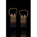 BYZANTINE GOLD EARRINGS WITH BIRDS AND GEMS
