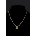 EGYPTIAN BEADED NECKLACE WITH AMULET