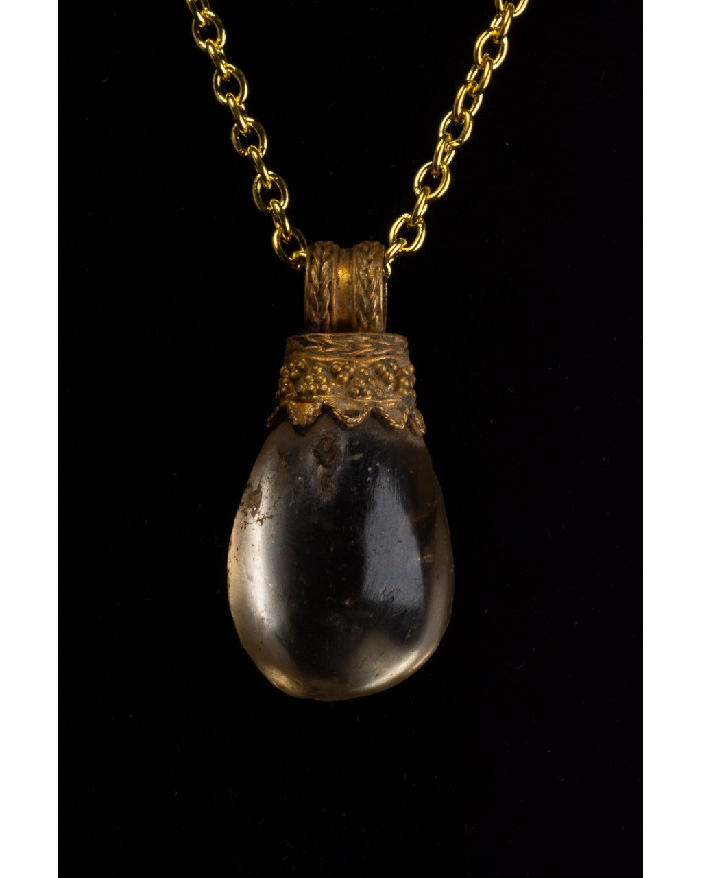 GREEK HELLENISTIC GOLD PENDANT WITH ROCK CRYSTAL