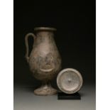 ANCIENT ROMAN BRONZE LIDED WINE VESSEL WITH HANDLE