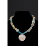 ROMANO-EGYPTIAN BEADED NECKLACE WITH MOTHER OF PEARLS PENDANT