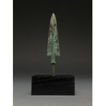 ANCIENT BRONZE SPEAR ON STAND