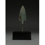 ANCIENT BRONZE SPEAR ON STAND