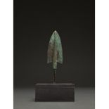 ANCIENT BRONZE SPEAR ON STAND