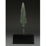 ANCIENT BRONZE SPEAR ON STAND