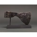 VIKING IRON BATTLE AXE HEAD ON STAND