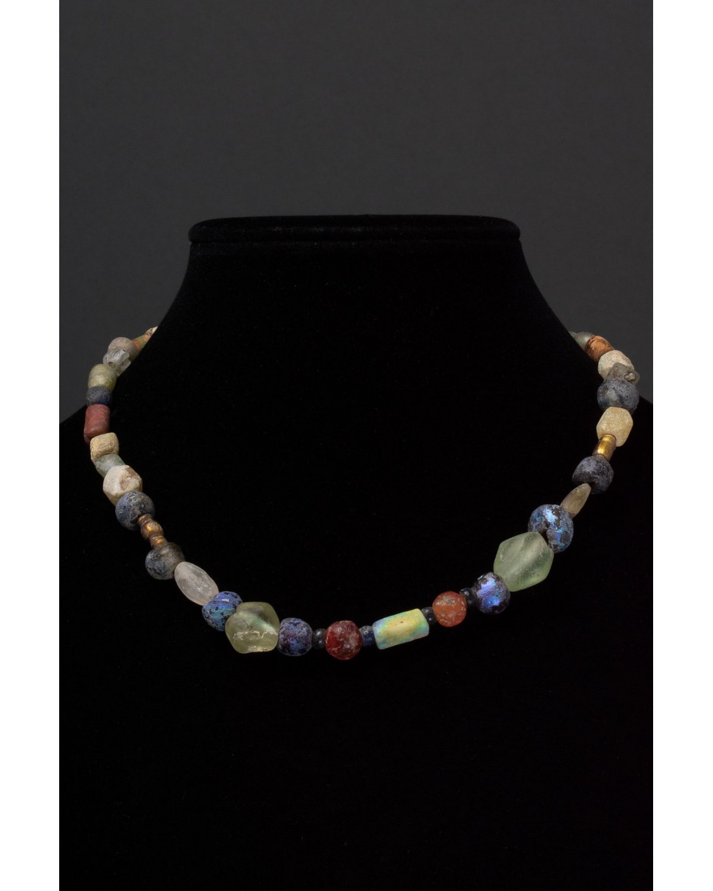 ROMAN GLASS AND STONE BEADED NECKLACE