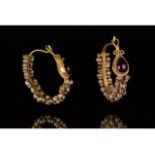 ROMAN GOLD, PEARL AND GARNETS EARRINGS