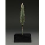 ANCIENT BRONZE SPEAR ON STAND