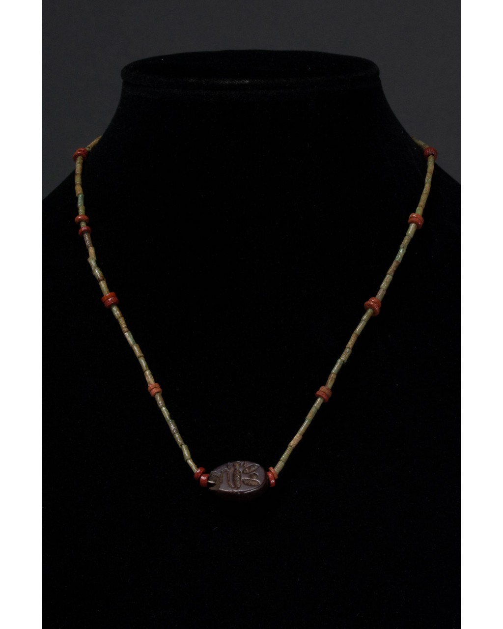 EGYPTIAN BEADED NECKLACE WITH AMULET