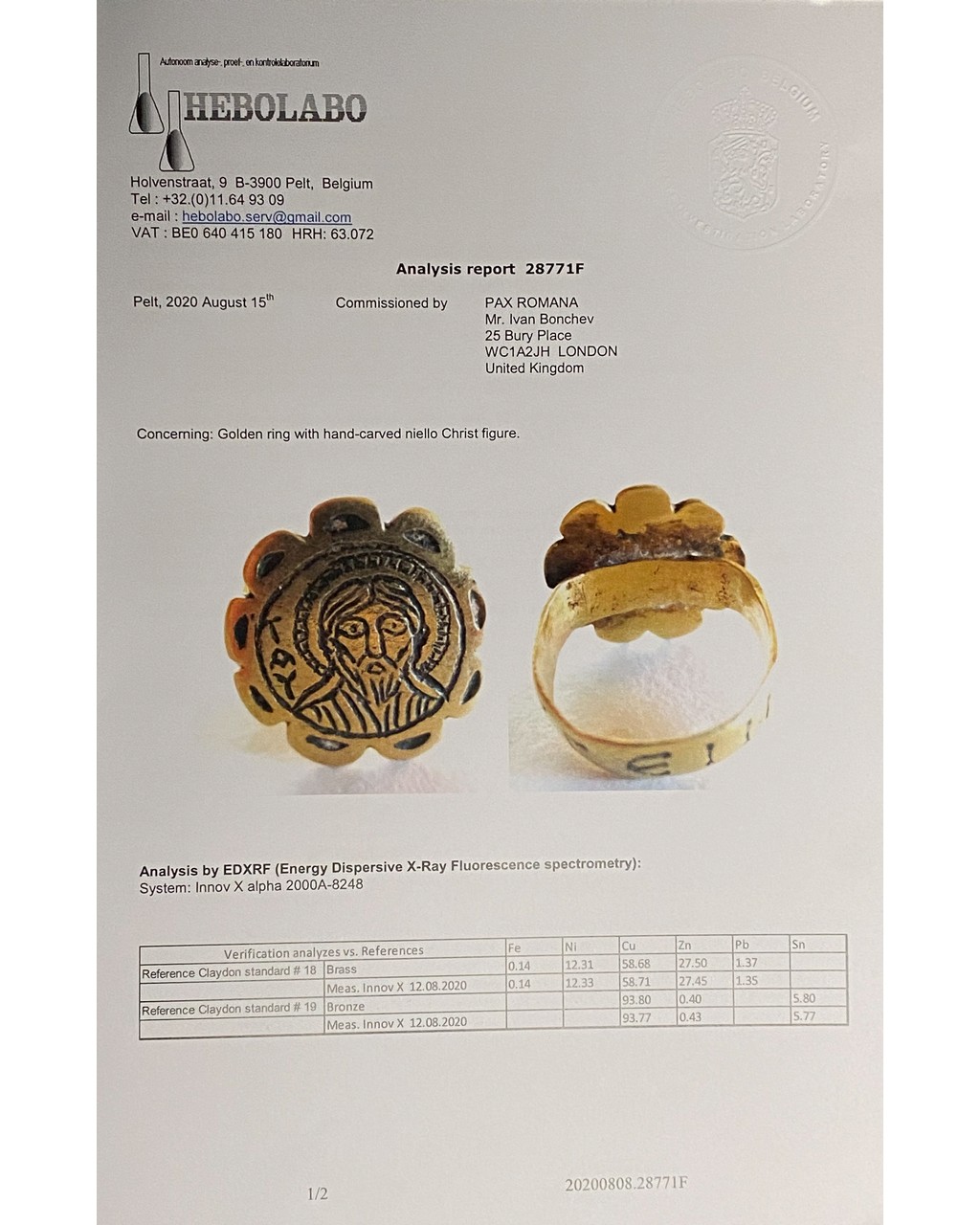 BYZANTINE GOLD AND NIELLO RELIGIOUS RING - XRF TESTED - Image 10 of 11